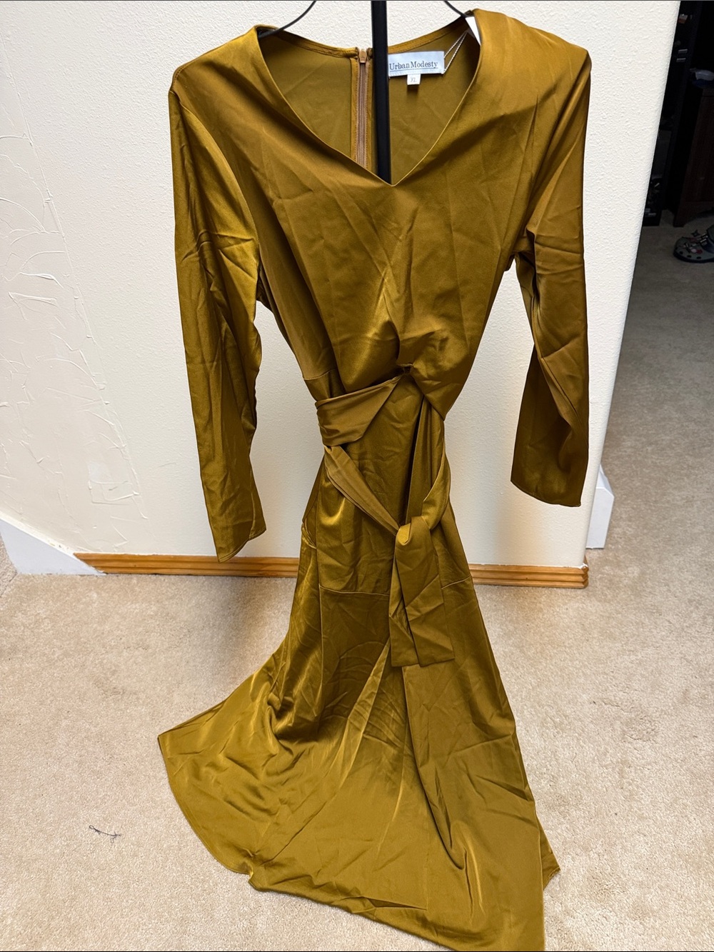 Olive Green Long Sleeve Wrap Dress